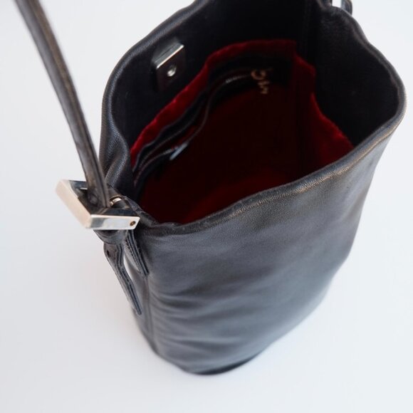 Authentic Preowned Fendi Black Leather FF Logo Bucket Shoulder Bag - Picture 6 of 16